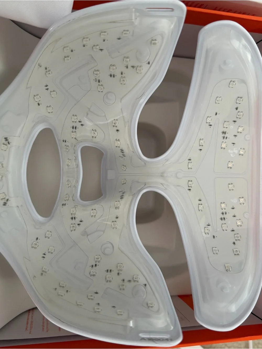 LED Facial Rejuvenation Mask in White with Rose Gold Accents